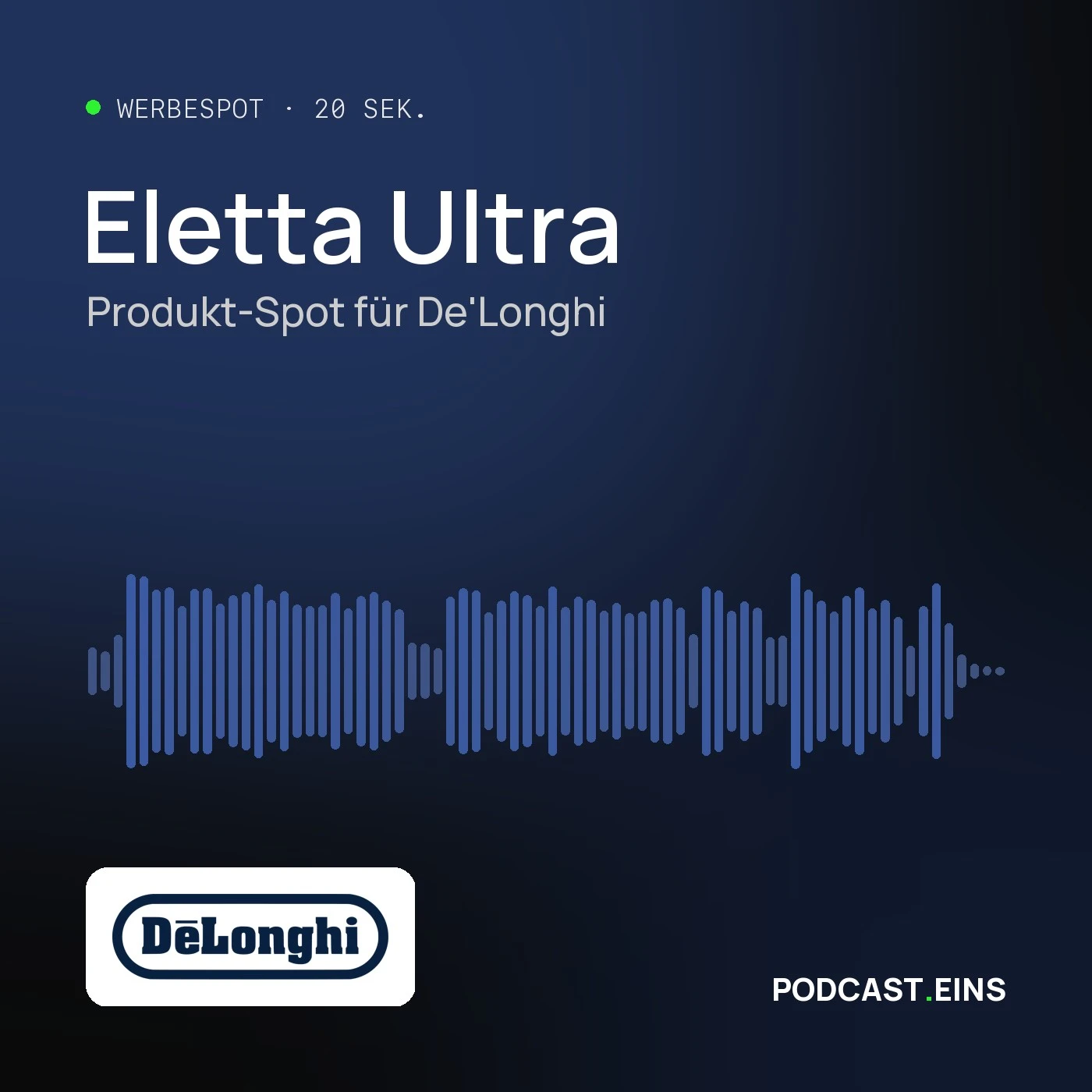 Cover des Werbespots für die De'Longhi Eletta Ultra mit Wellenform