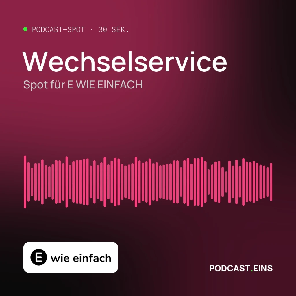 Cover des Podcast-Spots für E WIE EINFACH mit Wellenform