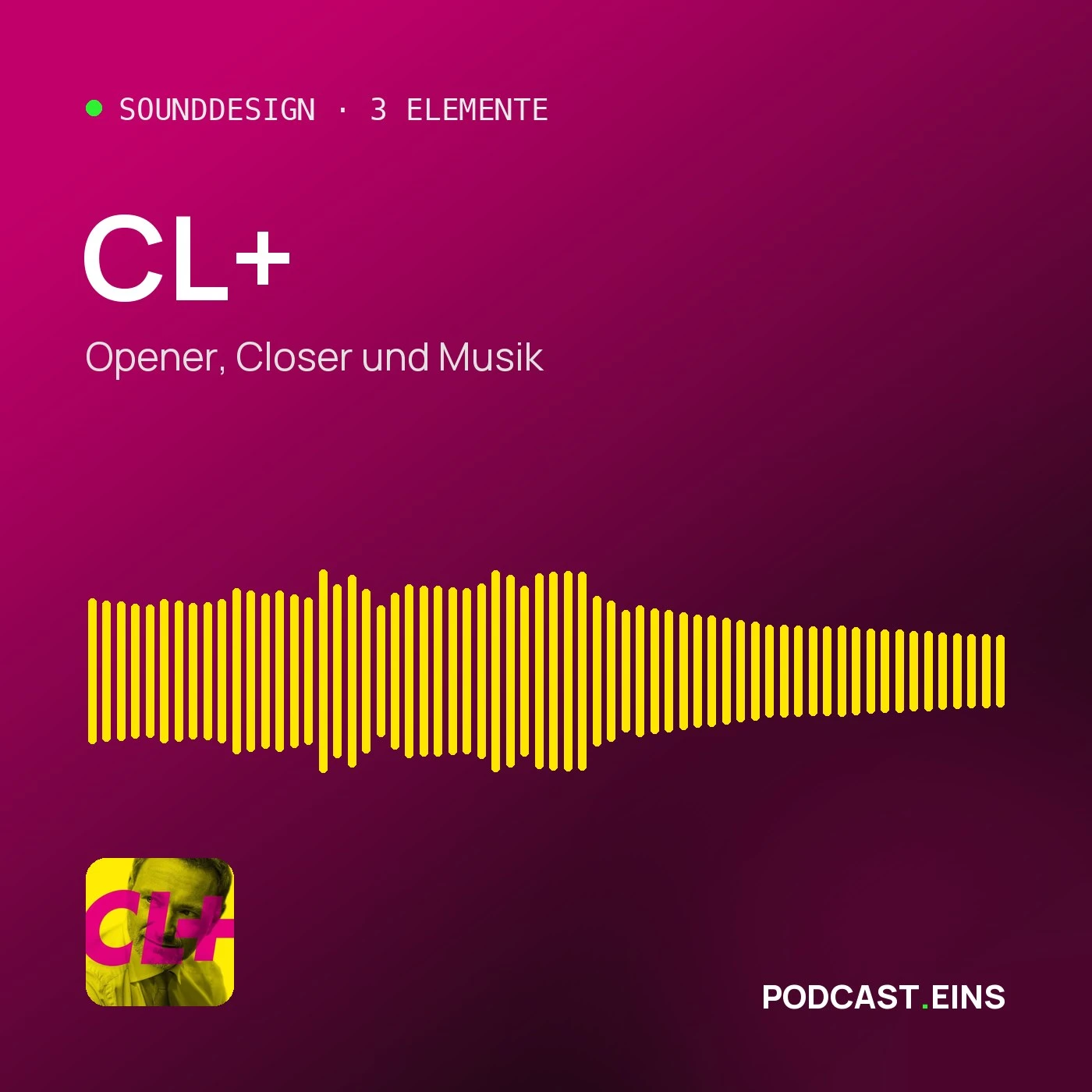 Cover des Sounddesigns von CL+ mit der Wellenform des Openers