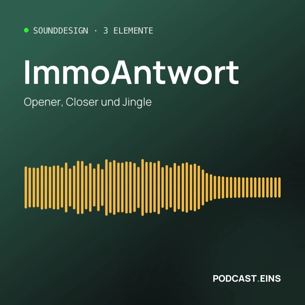 Cover des Sounddesigns von ImmoAntwort mit der Wellenform des Openers