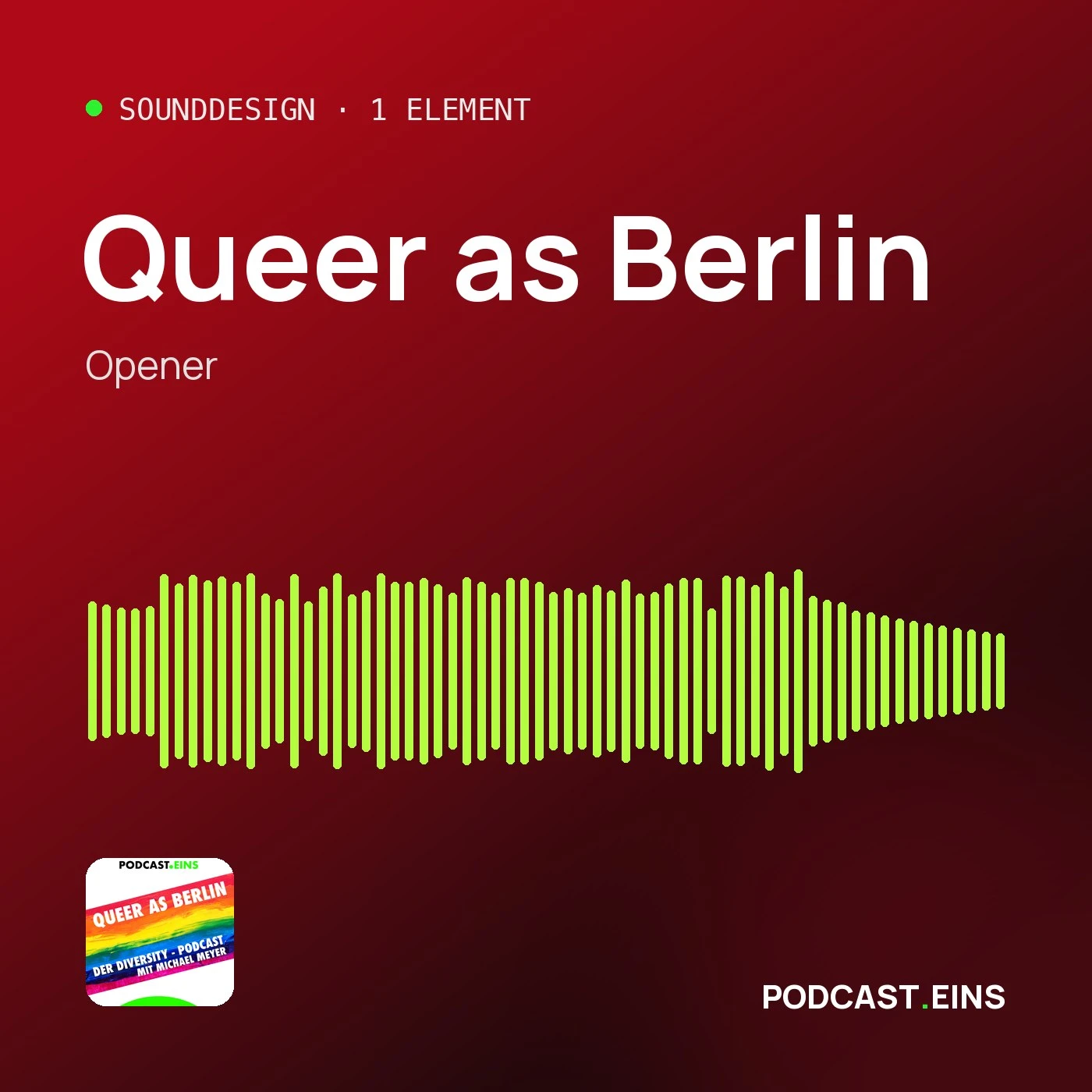 Cover des Sounddesigns von Queer as Berlin mit der Wellenform des Openers