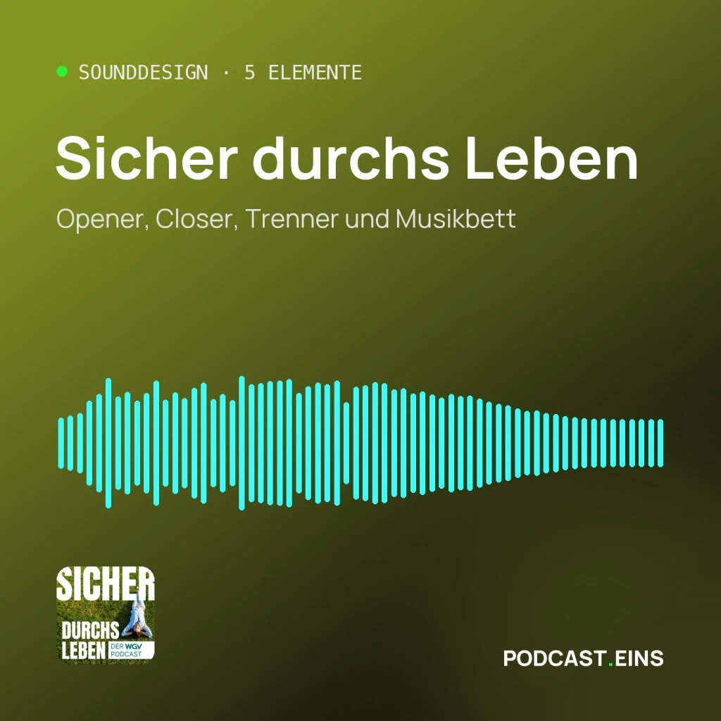 Cover des Sounddesigns von Sicher durchs Leben mit der Wellenform des Openers