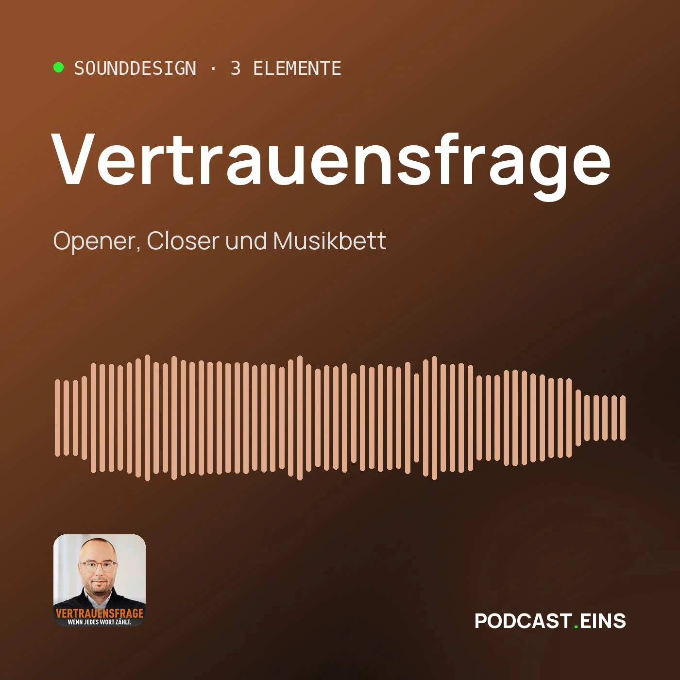 Cover des Sounddesigns von Vertrauensfrage mit der Wellenform des Openers